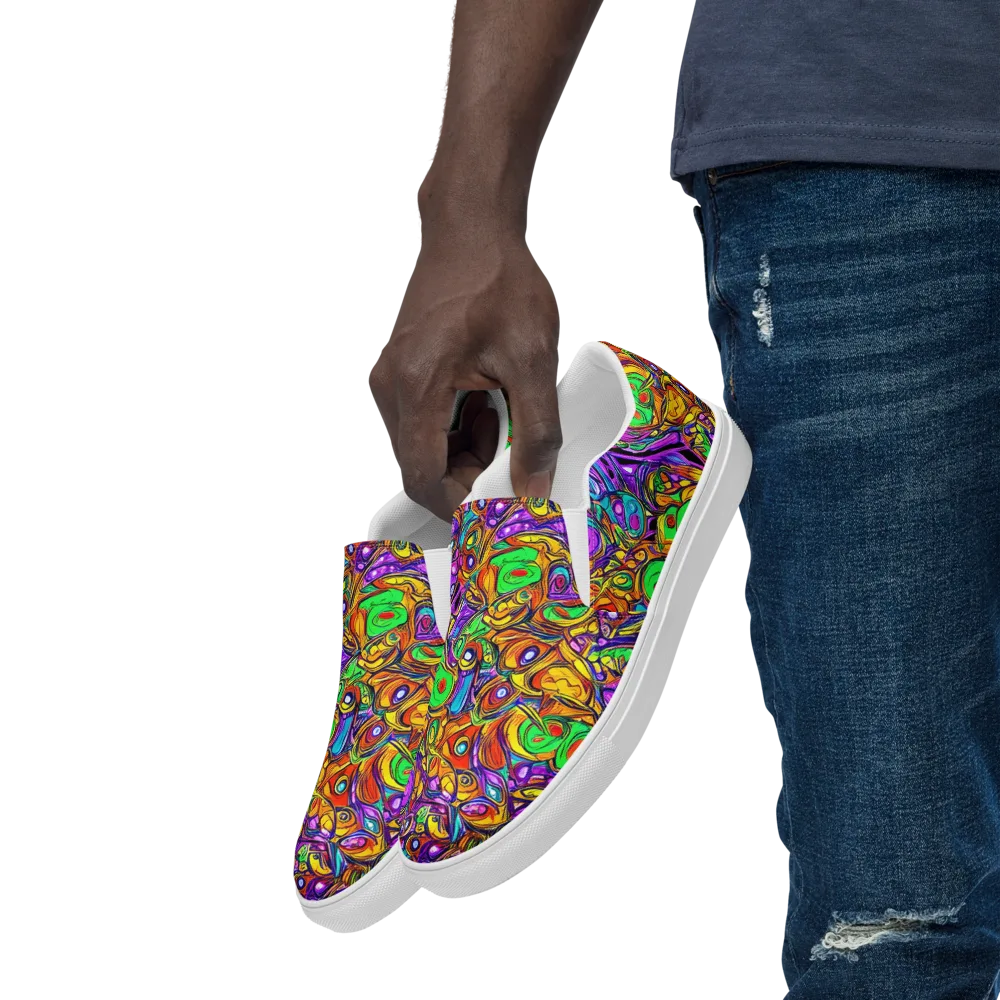 The Vivid Labyrinth on Men's Slip-On Canvas Shoes — Left Front