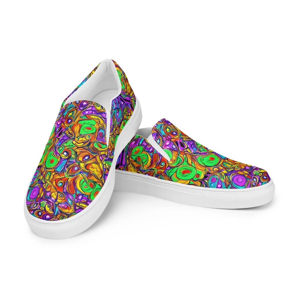 The Vivid Labyrinth on Women's Slip-On Canvas Shoes — Left Front