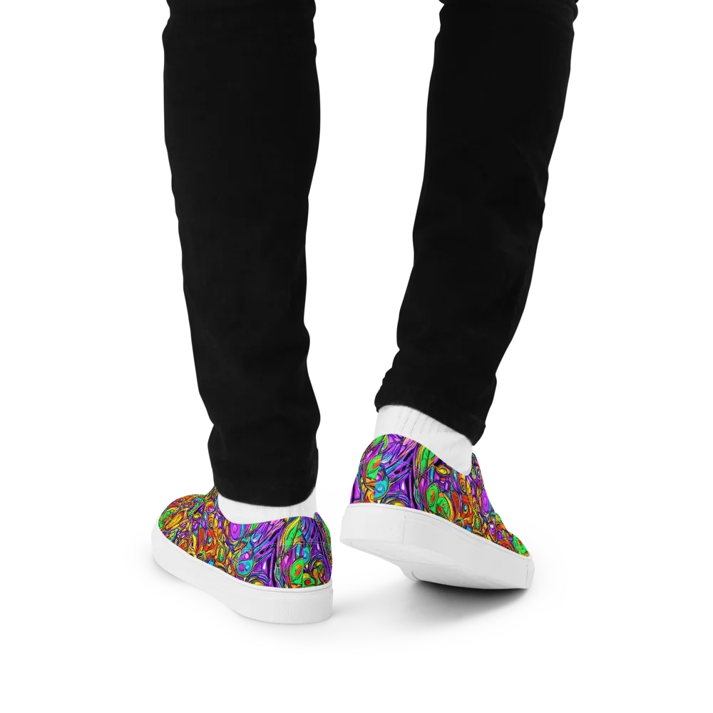 The Vivid Labyrinth on Men's Lace-Up Canvas Shoes — Back