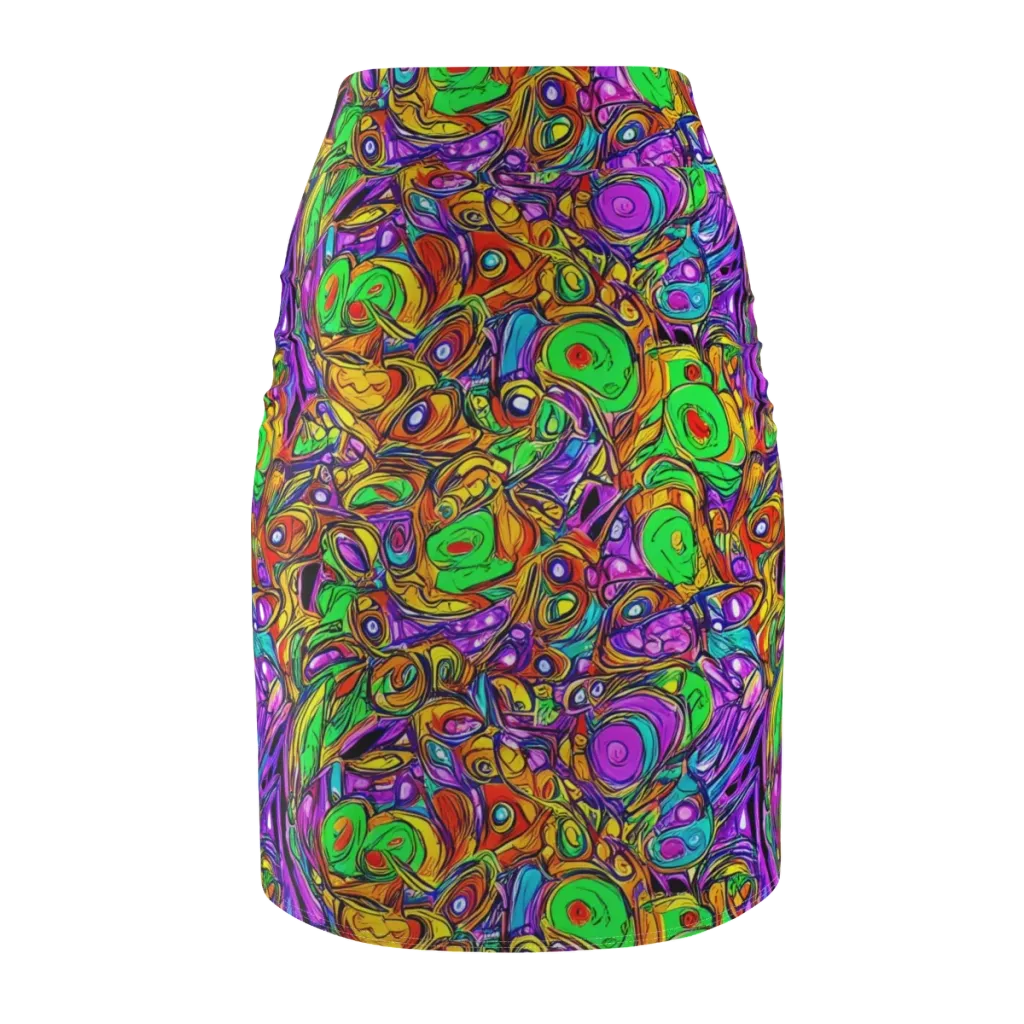The Vivid Labyrinth on Pencil Skirt — Back