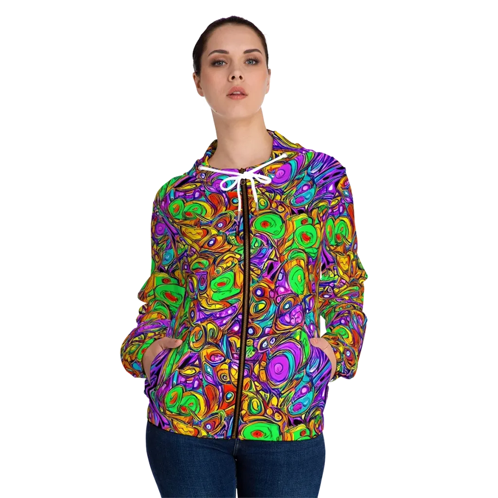 The Vivid Labyrinth on Women's Full-Zip Hoodie — Front On Person