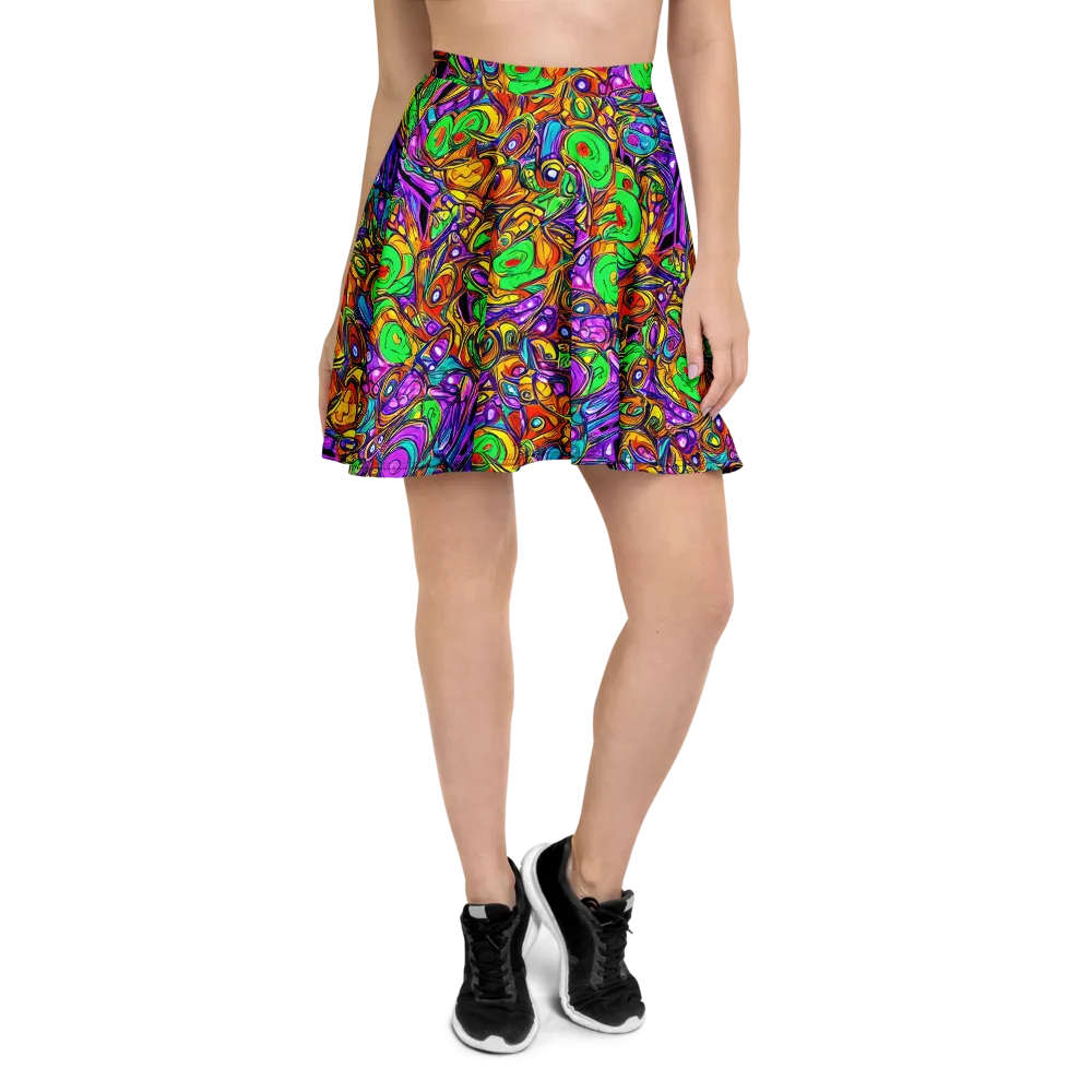 The Vivid Labyrinth on Skater Skirt — Front
