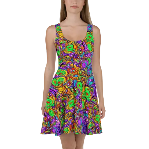 The Vivid Labyrinth on a Skater Dress