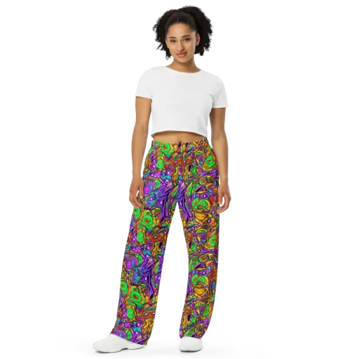 The Vivid Labyrinth on a Wide-Leg Pants