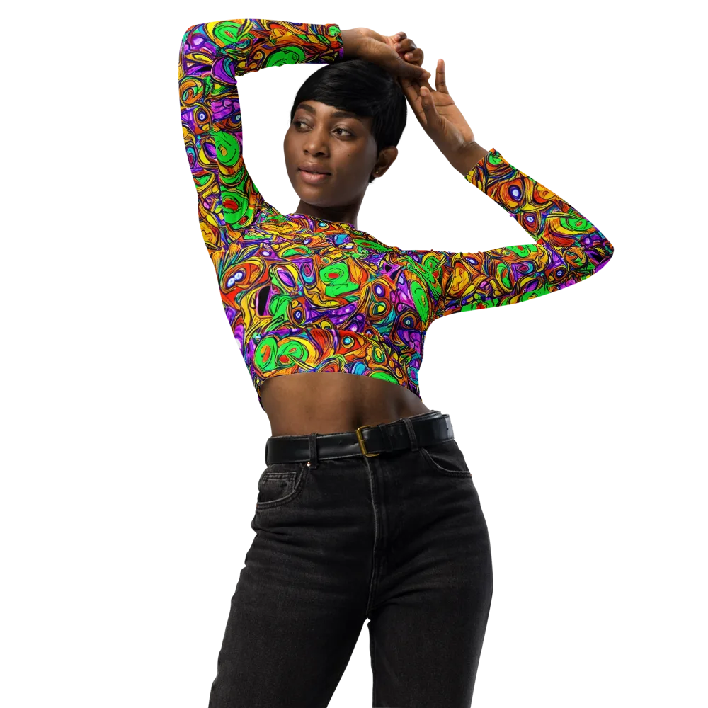 The Vivid Labyrinth on Long Sleeve Crop Top — Front
