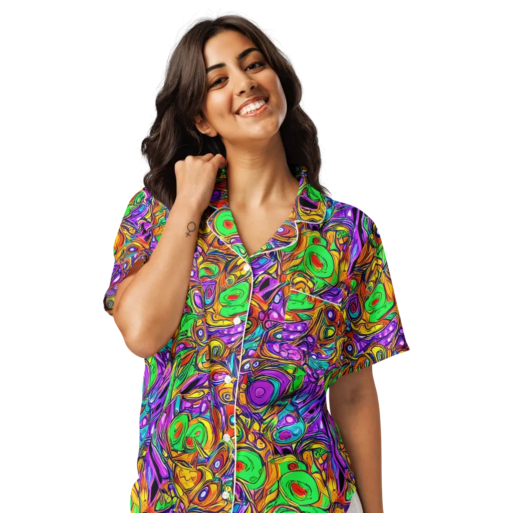 The Vivid Labyrinth on Women's Short Sleeve Pajama Top — Front