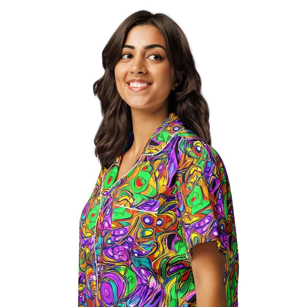 The Vivid Labyrinth on Women's Short Sleeve Pajama Top — Left Front