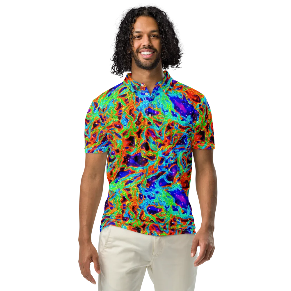 Inferno Galaxy on Men's Slim Fit Polo Shirt — Front