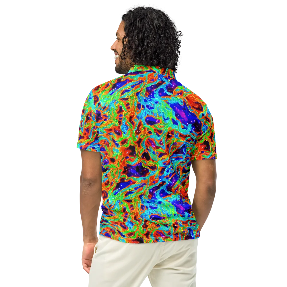 Inferno Galaxy on Men's Slim Fit Polo Shirt — Back