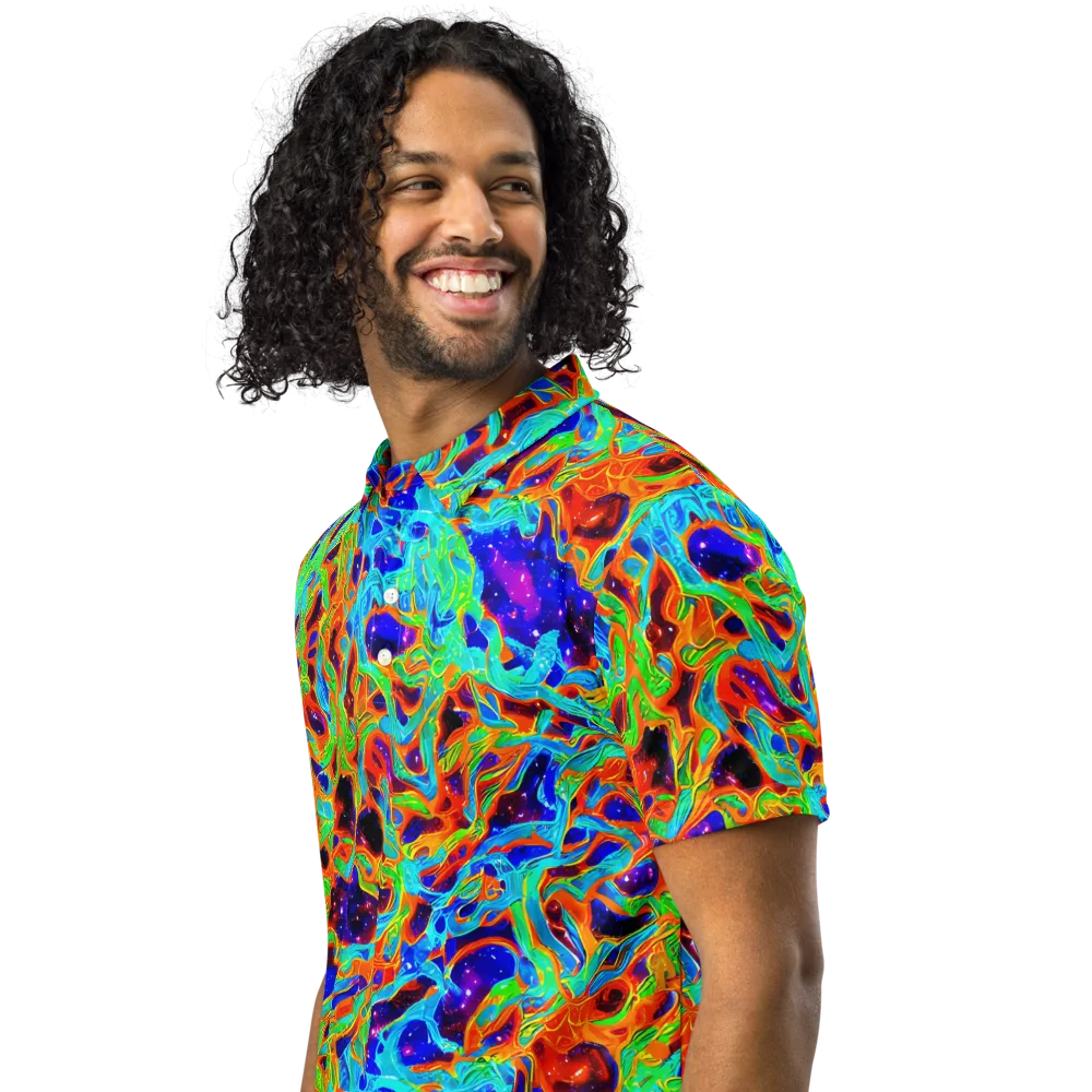 Inferno Galaxy on Men's Slim Fit Polo Shirt — Left Front