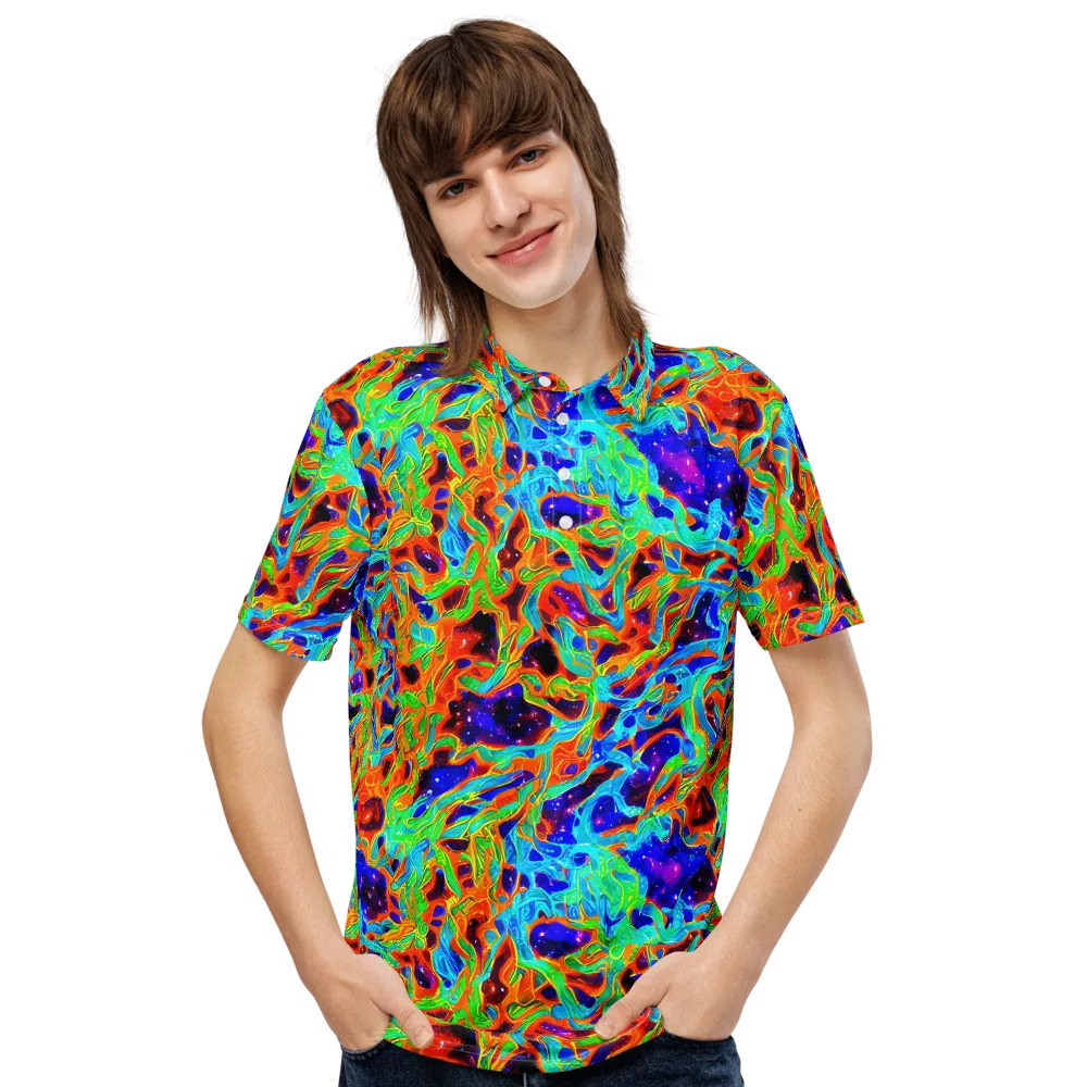 Inferno Galaxy on Men's Slim Fit Polo Shirt — Front