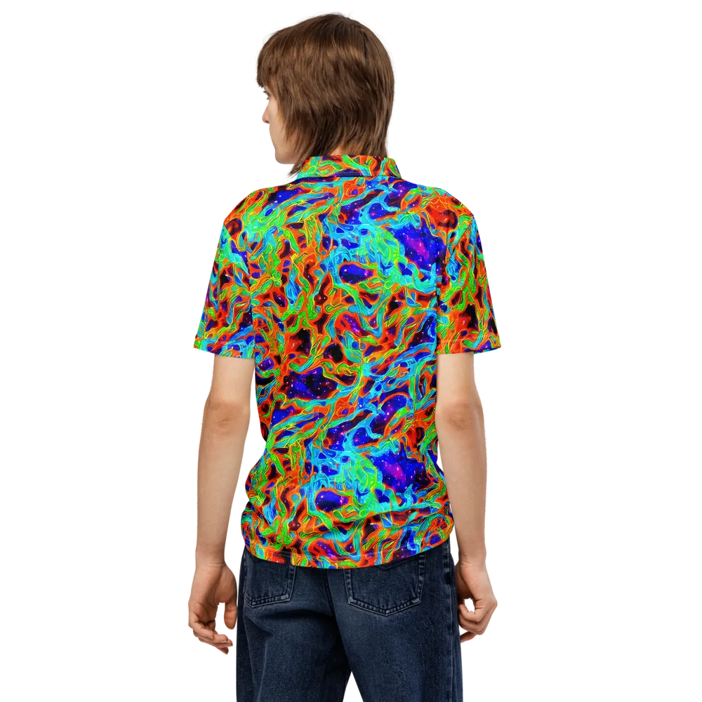 Inferno Galaxy on Men's Slim Fit Polo Shirt — Back