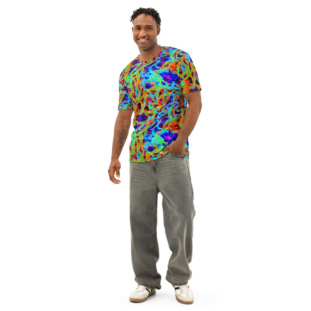 Inferno Galaxy on Men's Cotton Crew Neck T-Shirt — Front