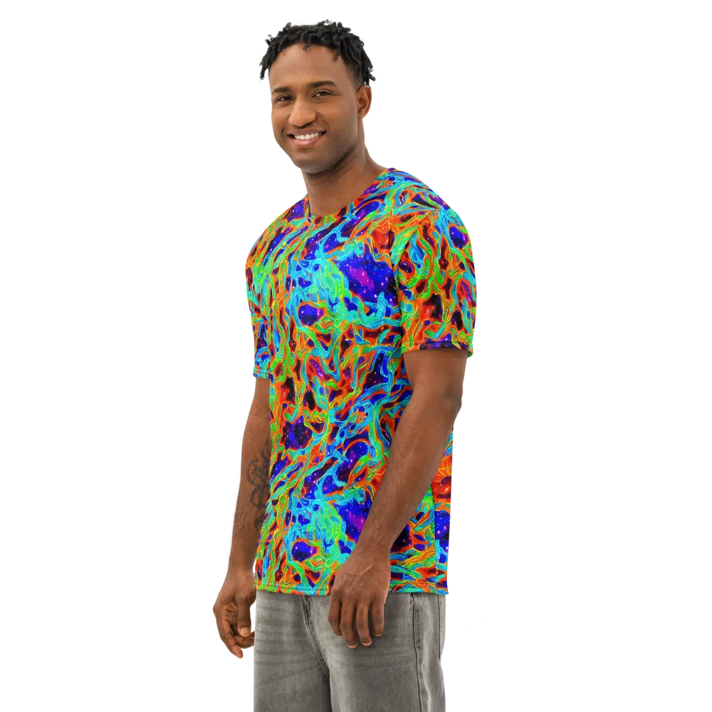Inferno Galaxy on Men's Cotton Crew Neck T-Shirt — Left Front