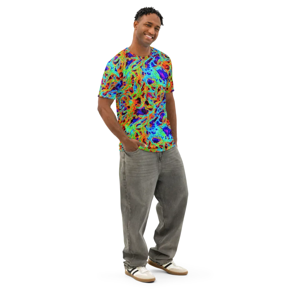 Inferno Galaxy on Men's Cotton Crew Neck T-Shirt — Right Front