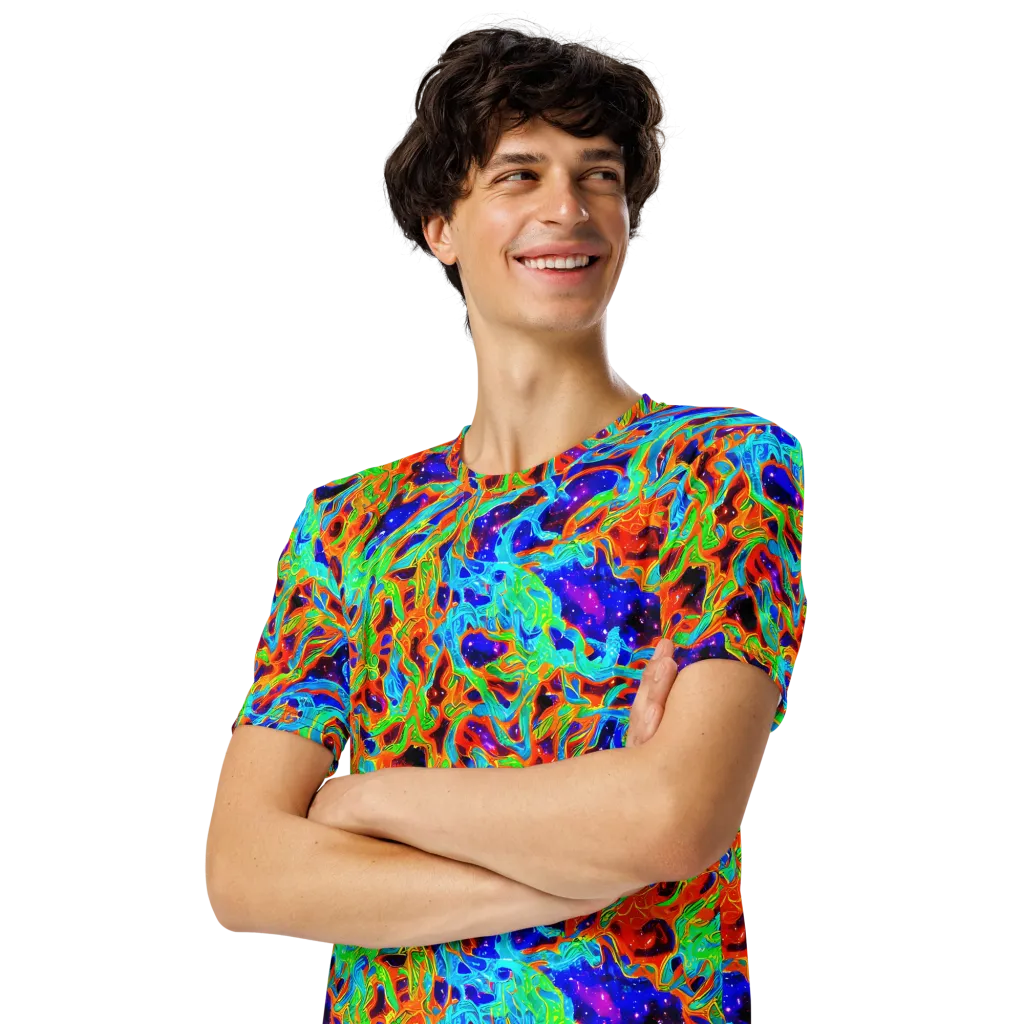 Inferno Galaxy on Men's Crew Neck T-Shirt — Left Front
