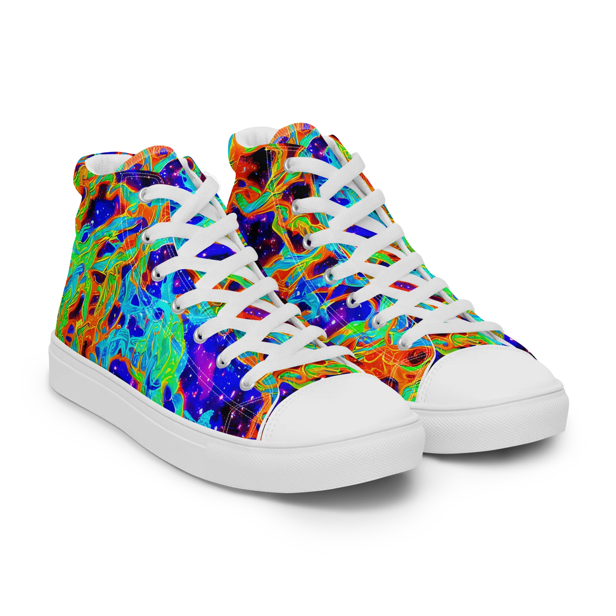 Inferno Galaxy on Men's High Top Canvas Shoes — Right Front