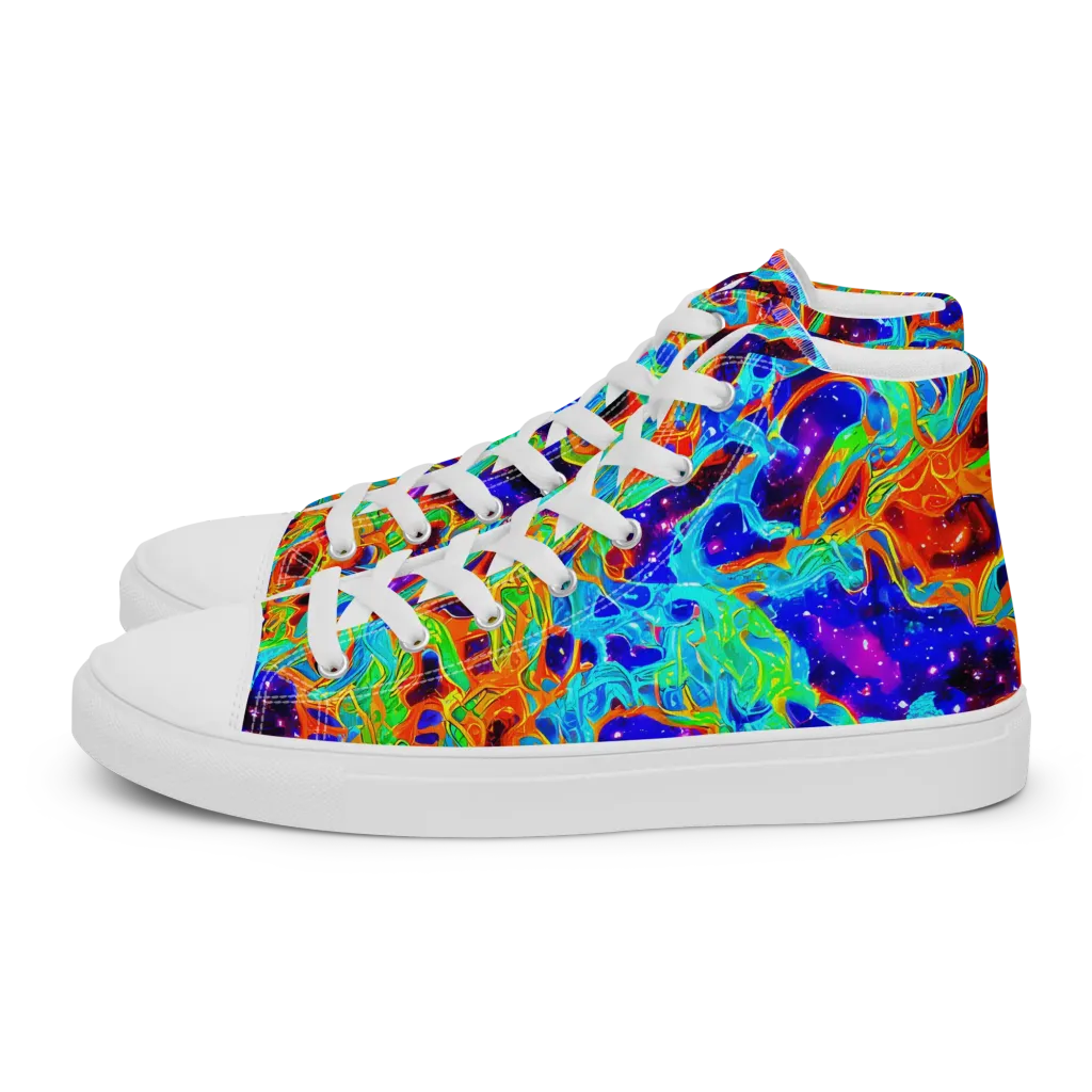 Inferno Galaxy on Men's High Top Canvas Shoes — Left