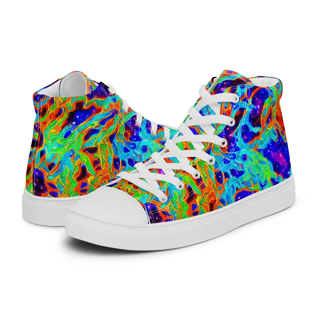 Inferno Galaxy on Men's High Top Canvas Shoes — Left