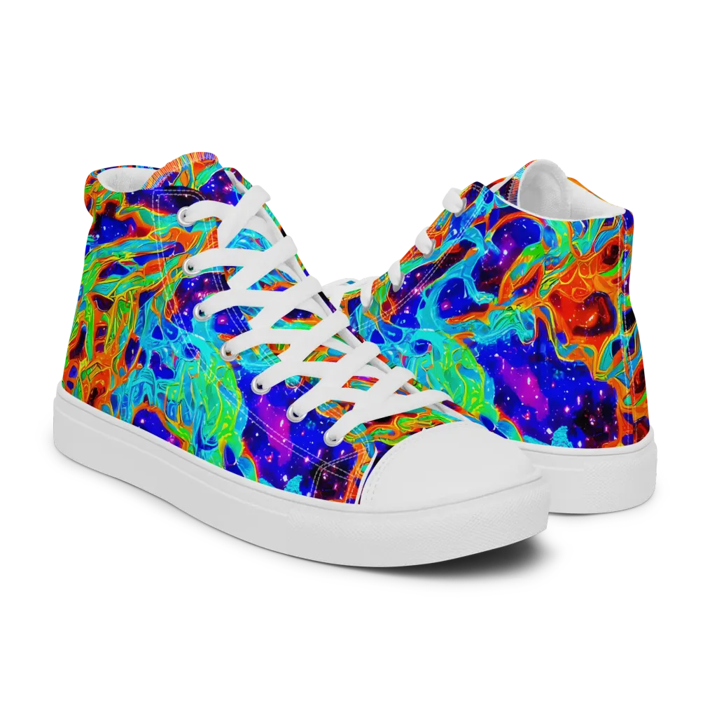 Inferno Galaxy on Men's High Top Canvas Shoes — Right