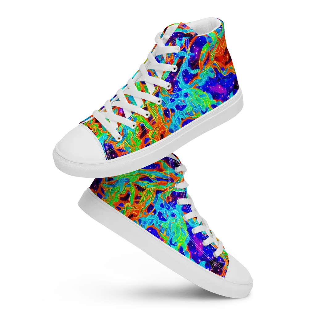 Inferno Galaxy on Men's High Top Canvas Shoes — Front