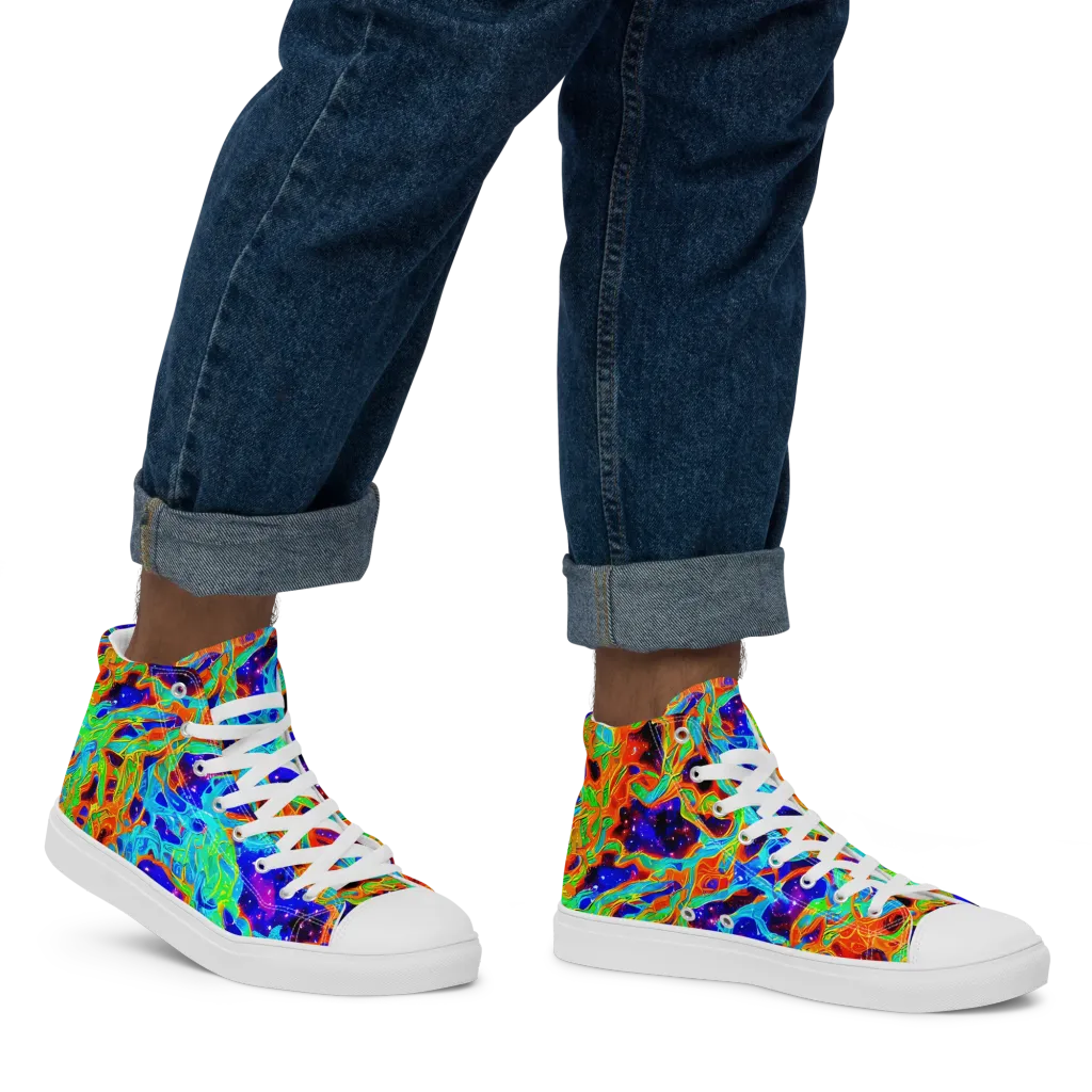 Inferno Galaxy on Men's High Top Canvas Shoes — Right
