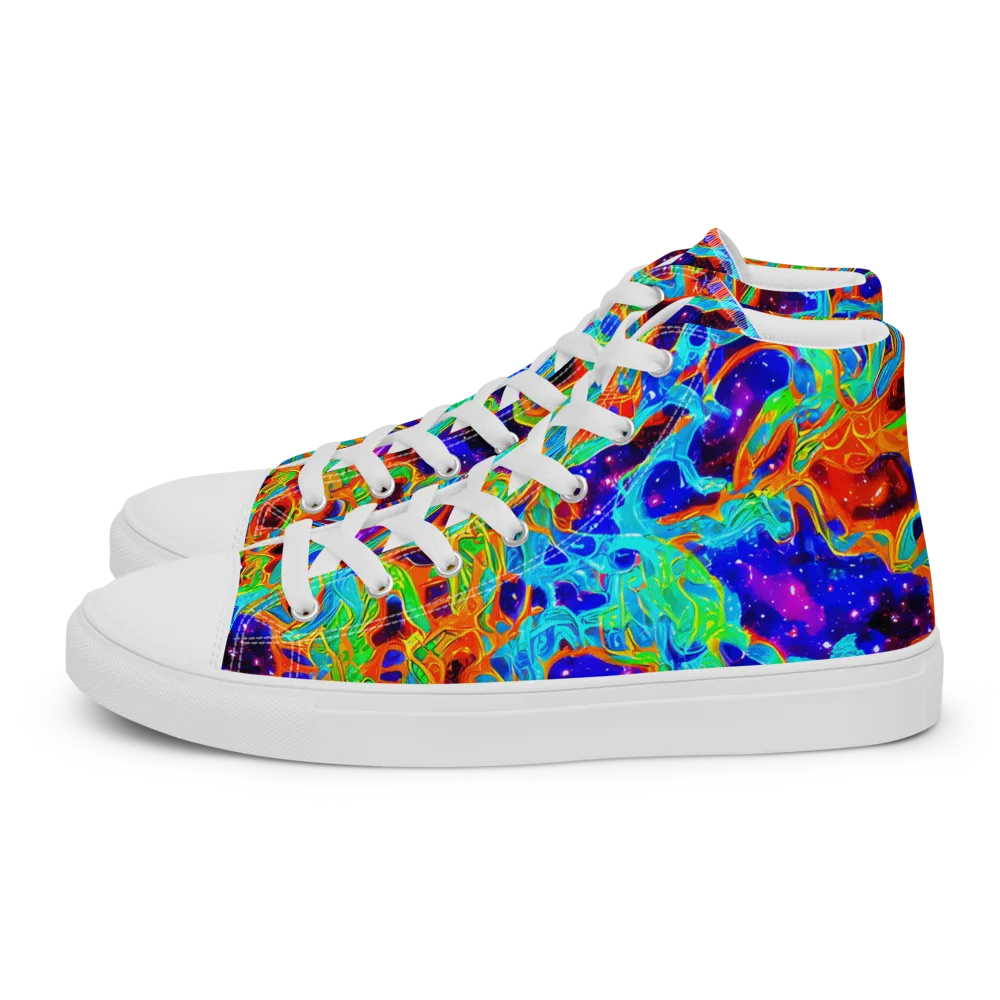 Inferno Galaxy on Women's High Top Canvas Shoes — Left
