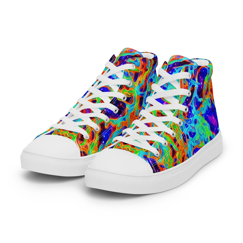 Inferno Galaxy on Women's High Top Canvas Shoes — Left Front