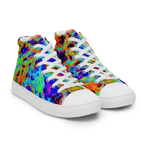Inferno Galaxy on a Women's High Top Canvas Shoes