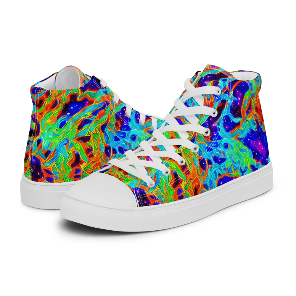 Inferno Galaxy on Women's High Top Canvas Shoes — Left