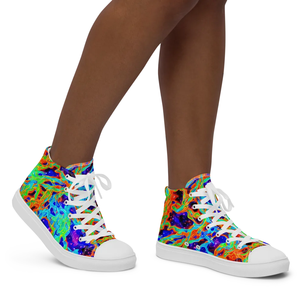Inferno Galaxy on Women's High Top Canvas Shoes — Right