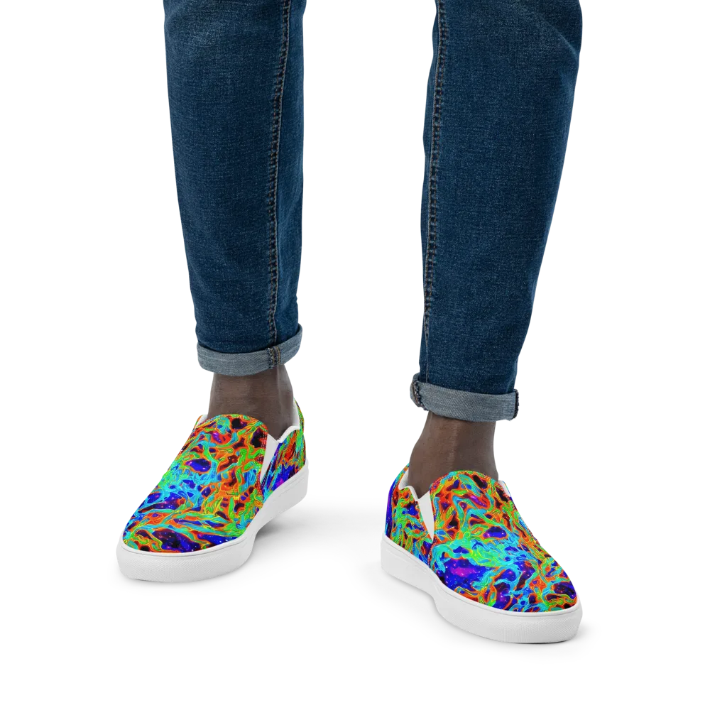Inferno Galaxy on Men's Slip-On Canvas Shoes — Front