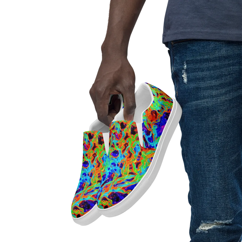 Inferno Galaxy on Men's Slip-On Canvas Shoes — Left Front