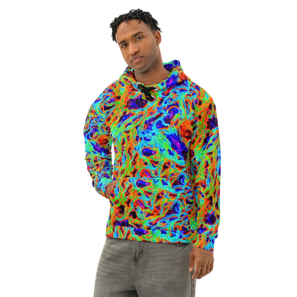 Inferno Galaxy on Cotton Hoodie — Left Front