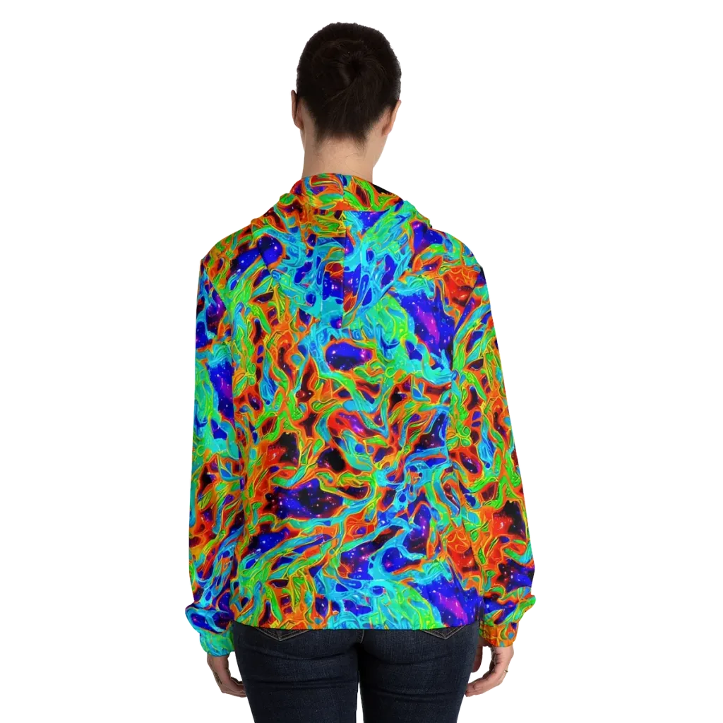 Inferno Galaxy on Women's Full-Zip Hoodie — Back On Person
