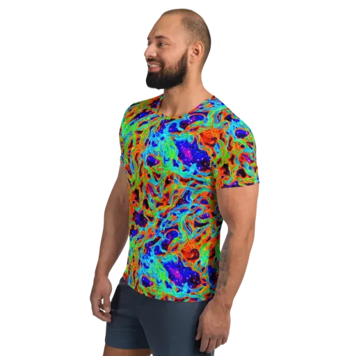 Inferno Galaxy on a Men's Athletic T-Shirt