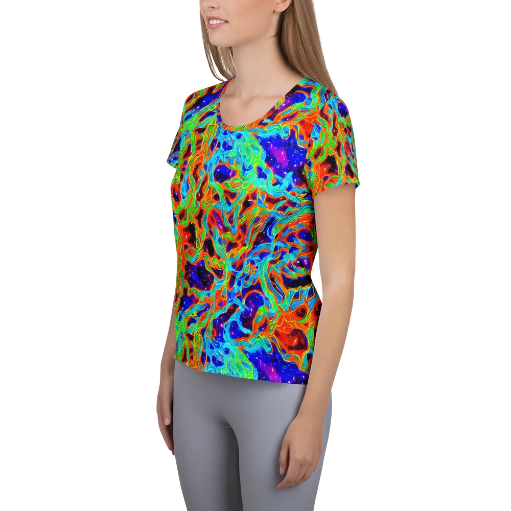 Inferno Galaxy on Women's Athletic T-Shirt — Left