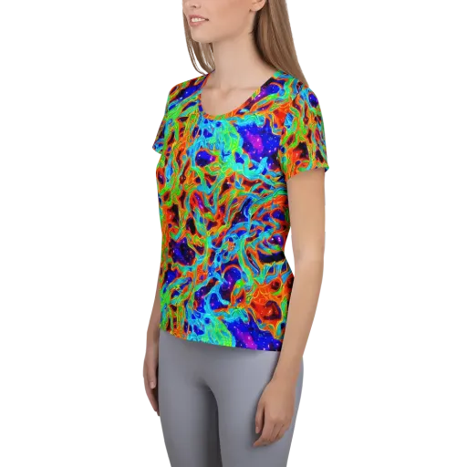 Inferno Galaxy on a Women's Athletic T-Shirt