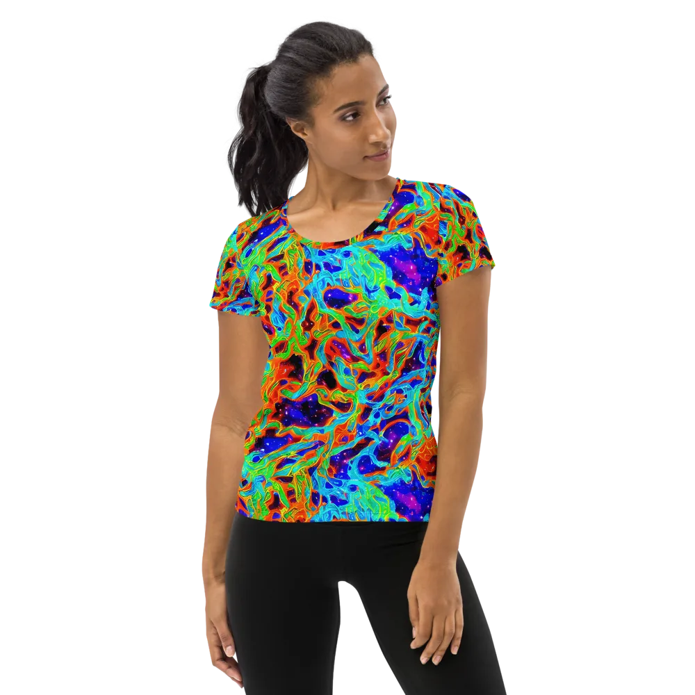 Inferno Galaxy on Women's Athletic T-Shirt — Front