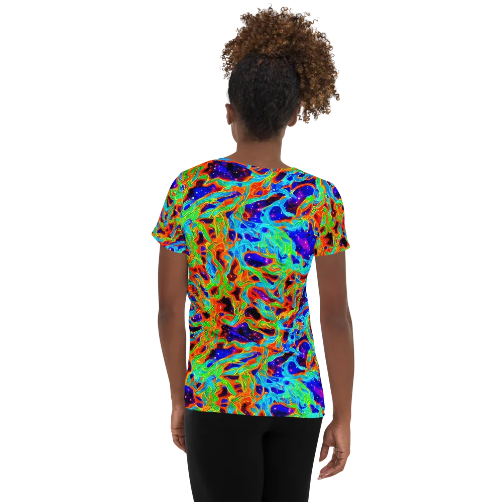 Inferno Galaxy on Women's Athletic T-Shirt — Back