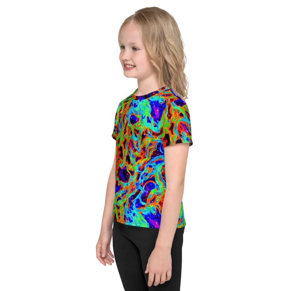 Inferno Galaxy on Kids Crew Neck T-Shirt — Left
