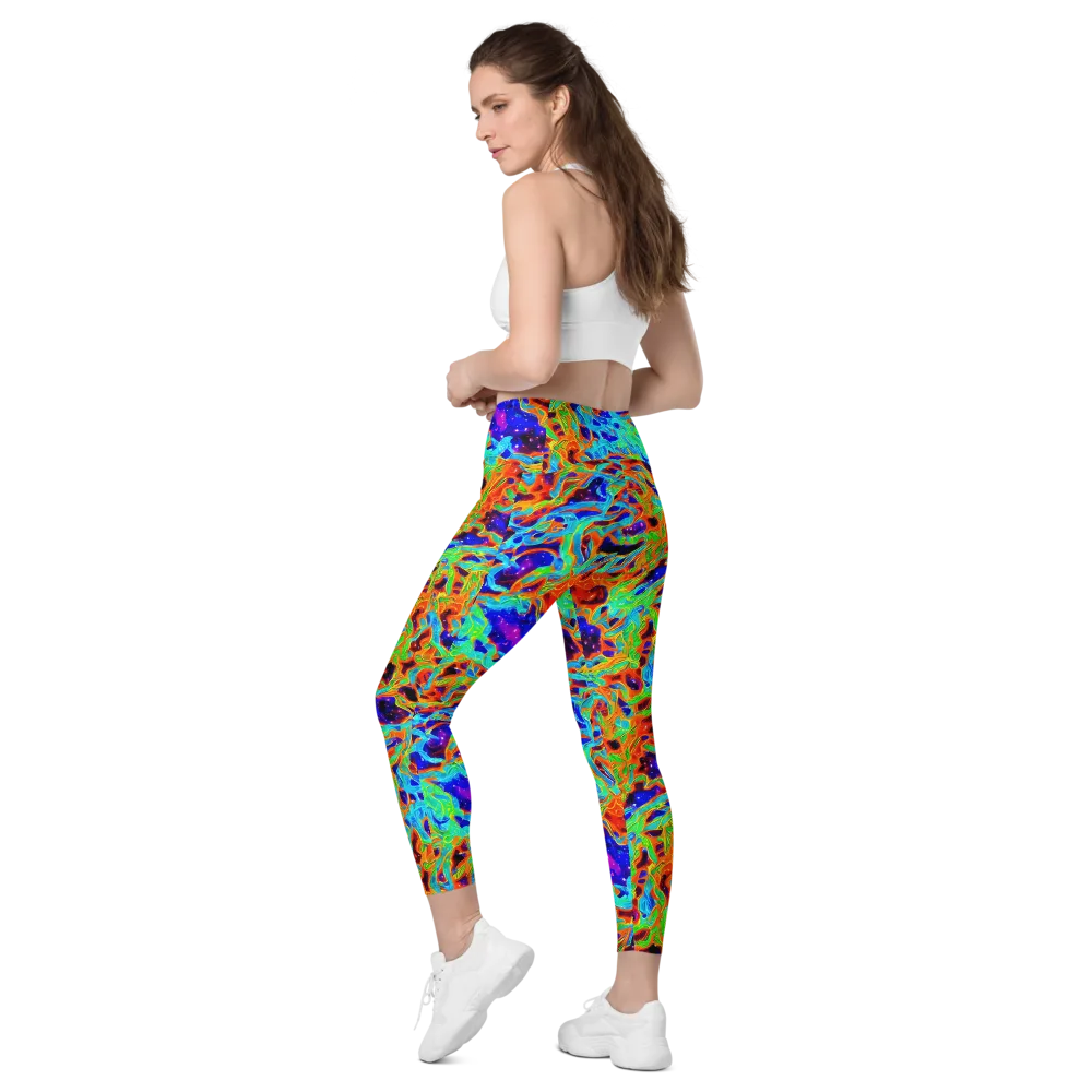 Inferno Galaxy on Leggings with Pockets — Left Back