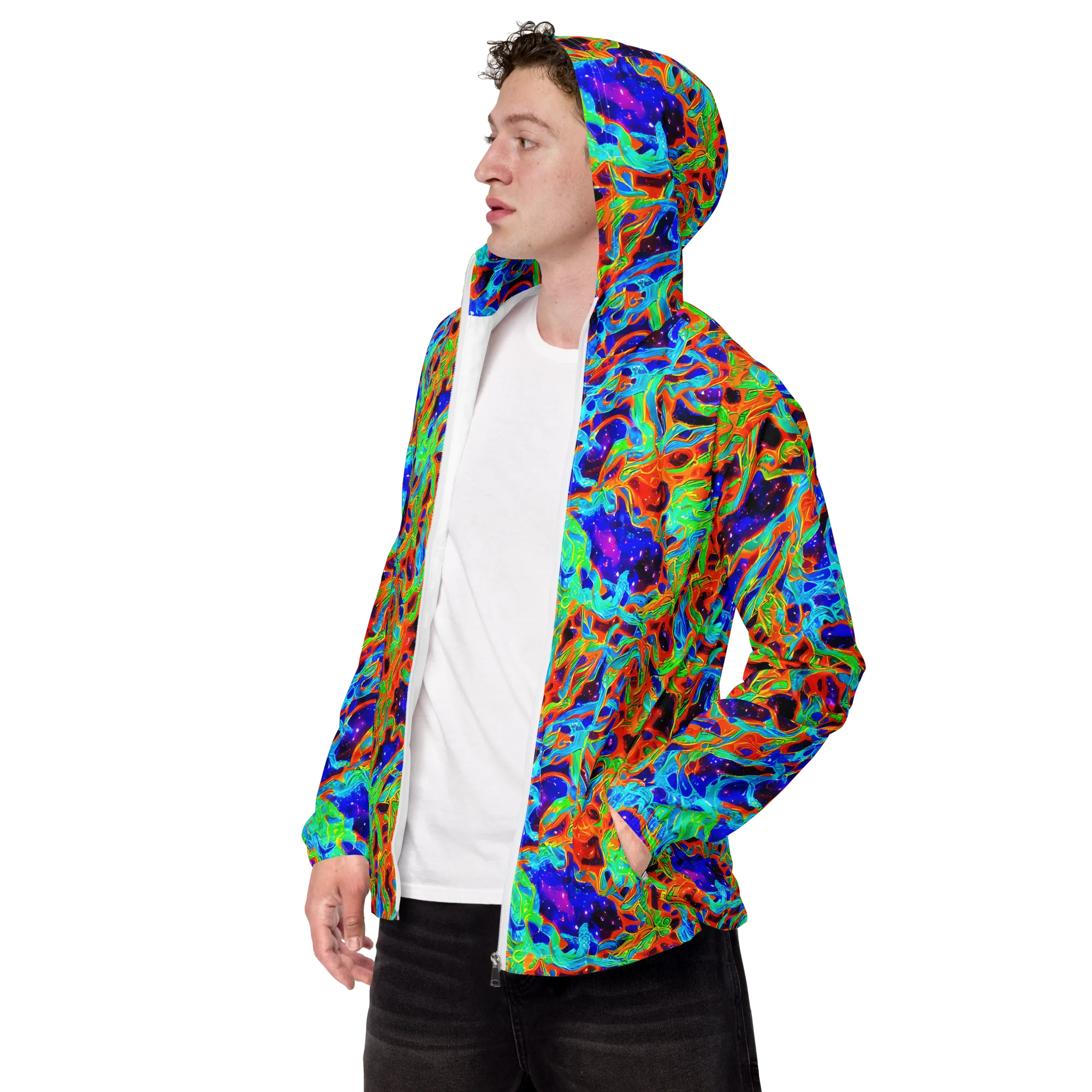 Inferno Galaxy on Men's Windbreaker — Left Front