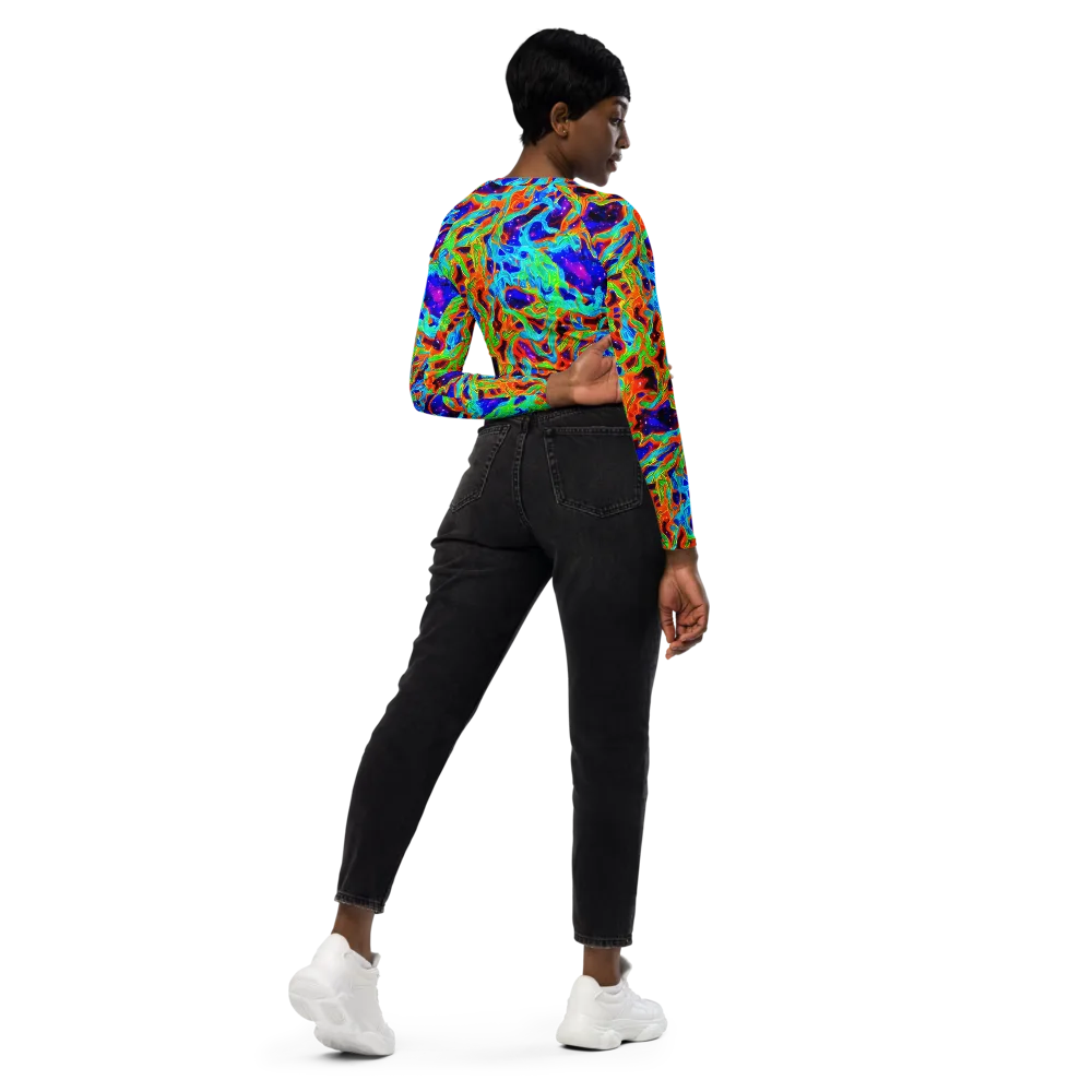 Inferno Galaxy on Long Sleeve Crop Top — Right Back