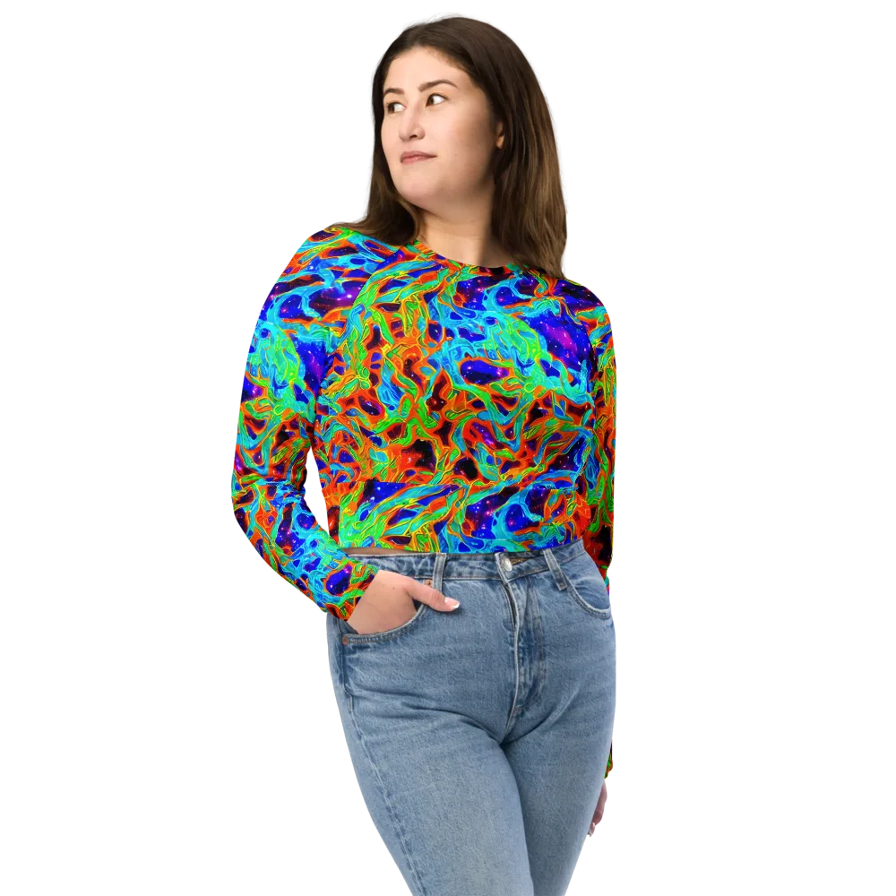 Inferno Galaxy on Long Sleeve Crop Top — Front