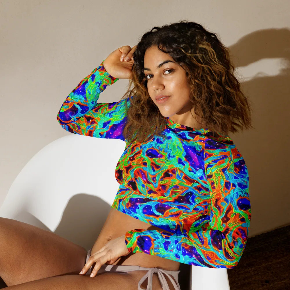 Inferno Galaxy on Long Sleeve Crop Top — Left Front