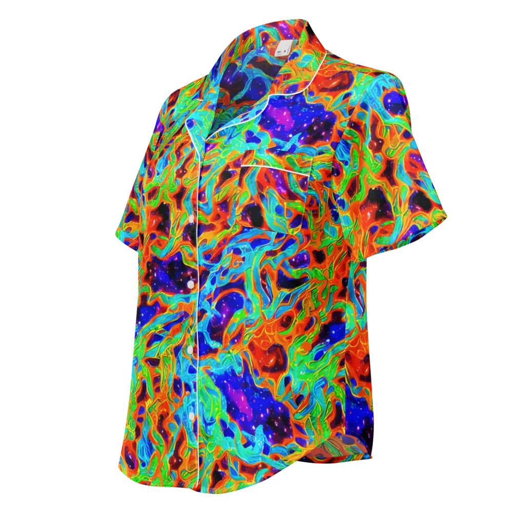 Inferno Galaxy on Women's Short Sleeve Pajama Top — Left Front