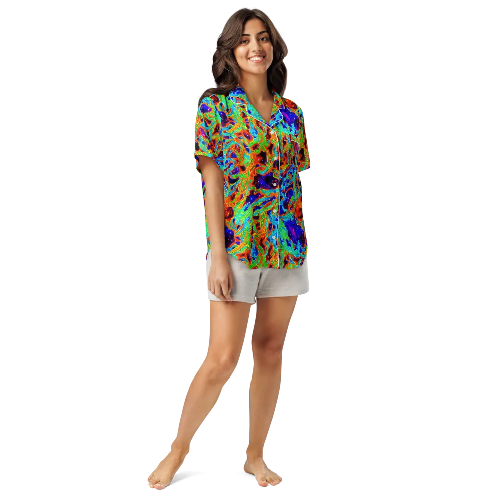 Inferno Galaxy on Women's Short Sleeve Pajama Top — Front