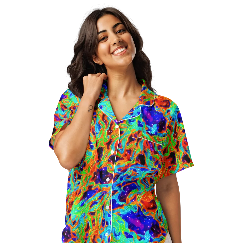 Inferno Galaxy on Women's Short Sleeve Pajama Top — Front
