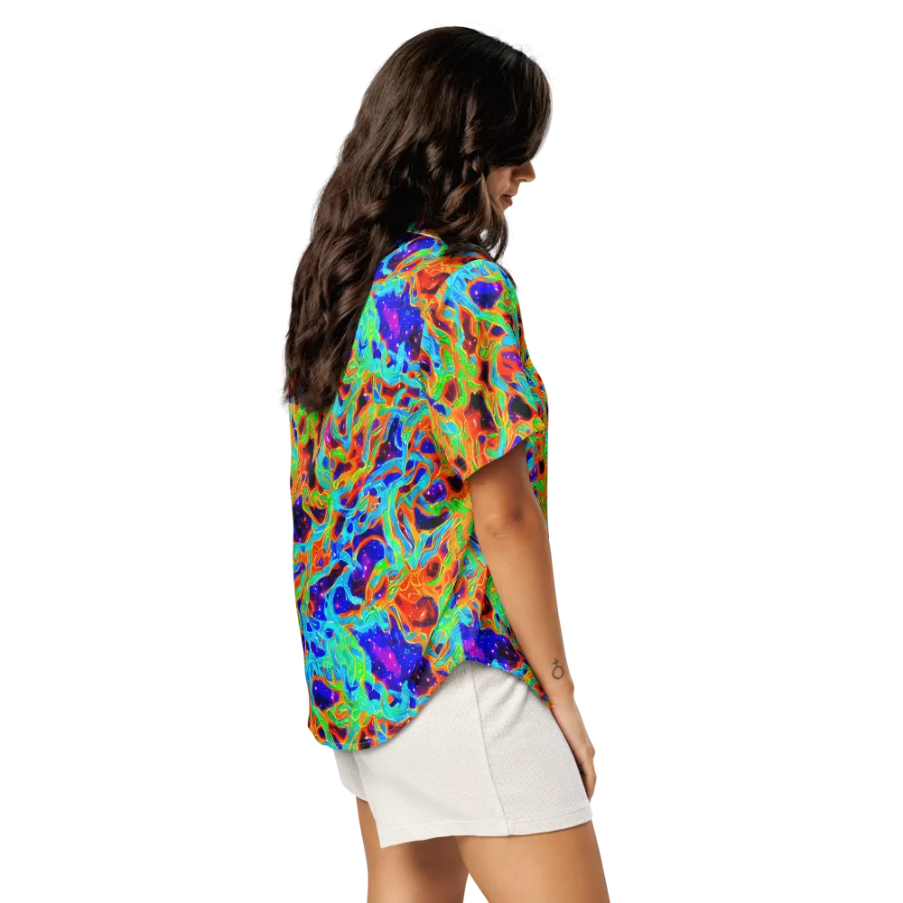 Inferno Galaxy on Women's Short Sleeve Pajama Top — Right Back